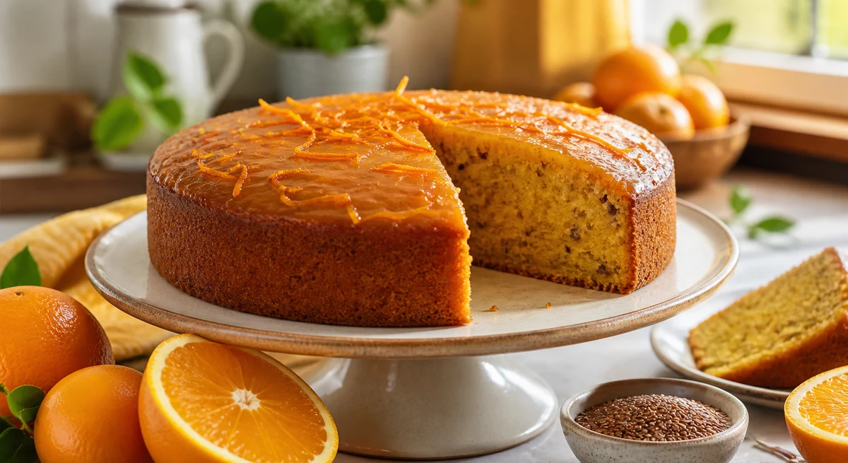 Bolo de Laranja com Linhaça
