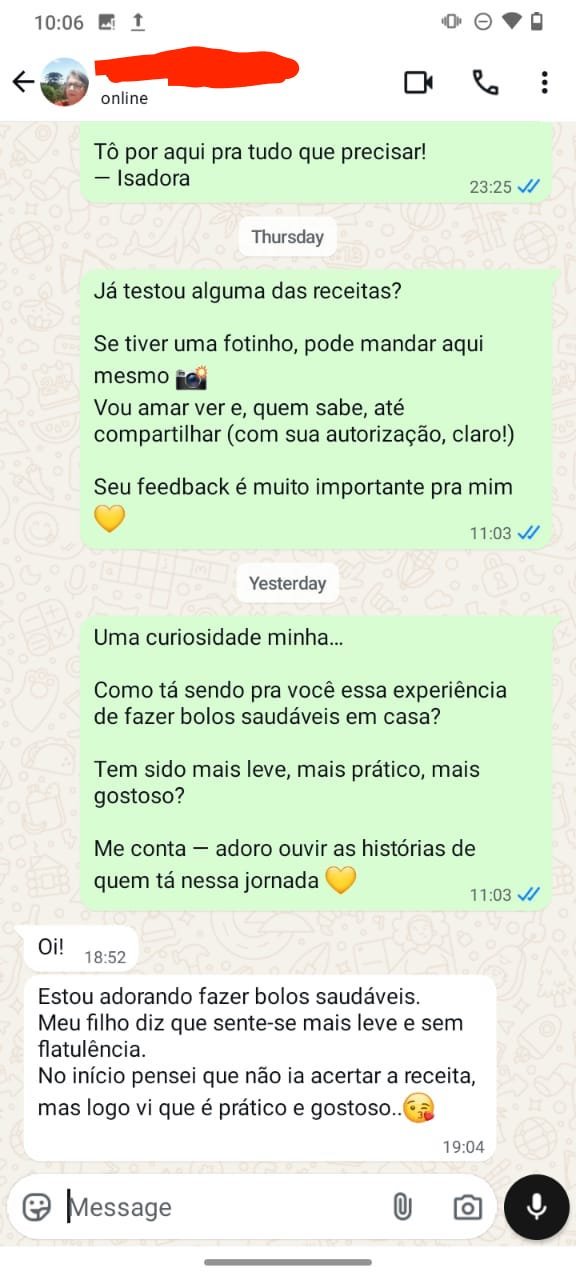 Depoimento sobre filho se sentindo mais leve e sem flatulência