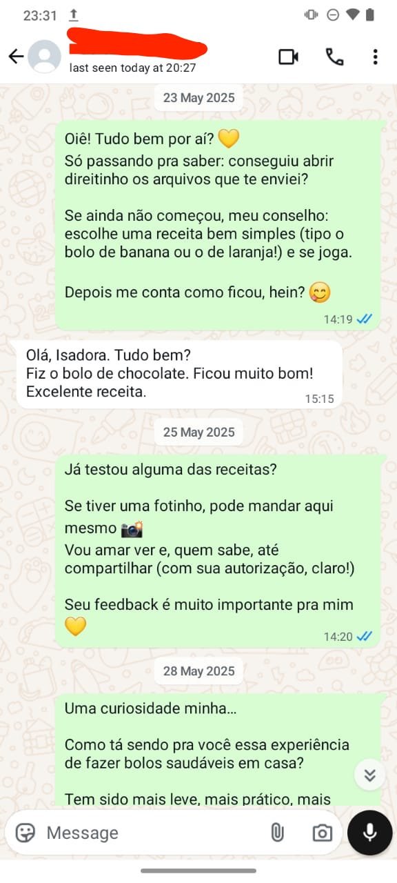 Depoimento sobre bolo de chocolate excelente