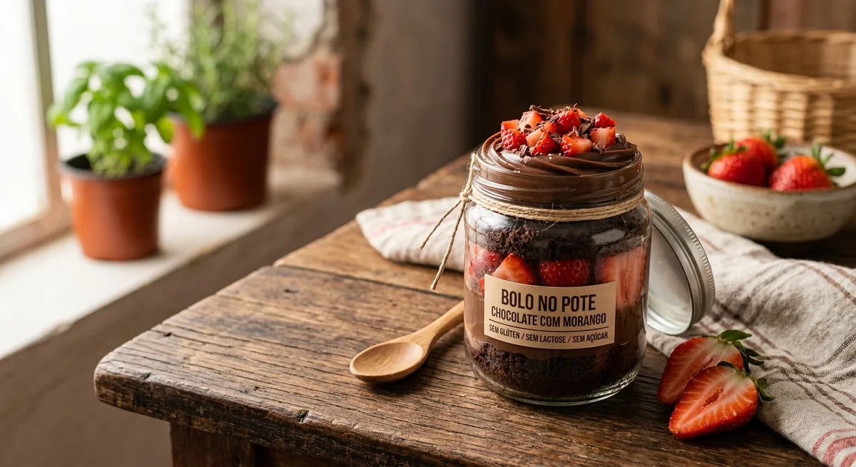 Delícia Irresistível: Bolo no Pote de Chocolate com Morango