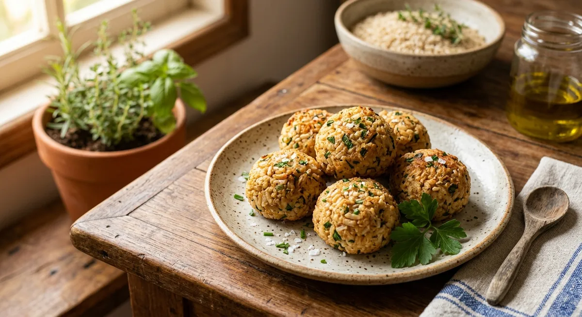 Bolinho de Arroz Integral com Ervas Aromáticas