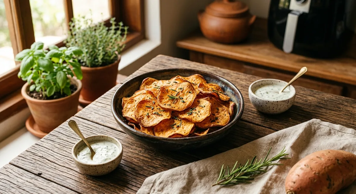 Chips de Batata Doce Temperados na Airfryer