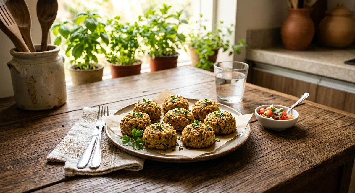 Bolinho de Arroz Integral Assado com Ervas