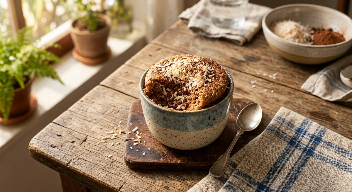 Bolo de Caneca de Cacau e Coco