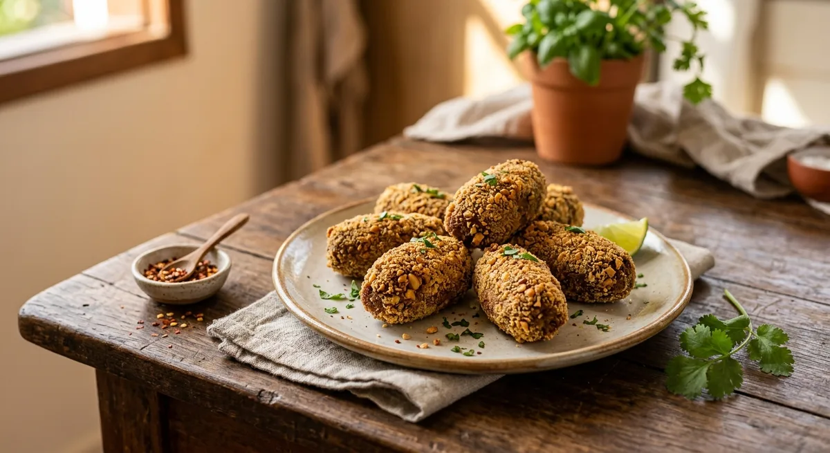 Croquete de Carne Assado com Farinha de Amendoim