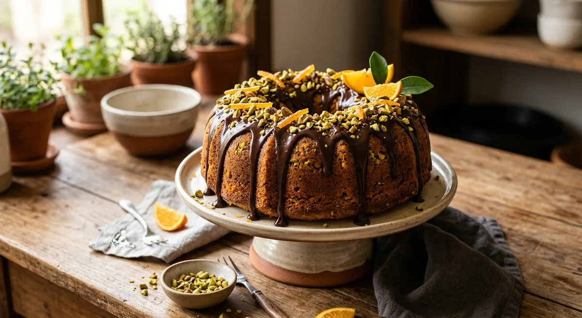 Bolo de Chocolate com Laranja e Pistache