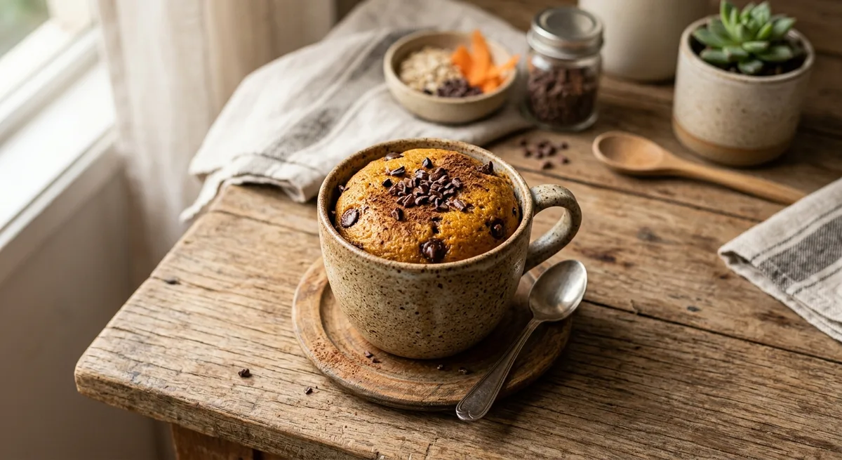 Bolo de Caneca de Cenoura com Gotas de Cacau