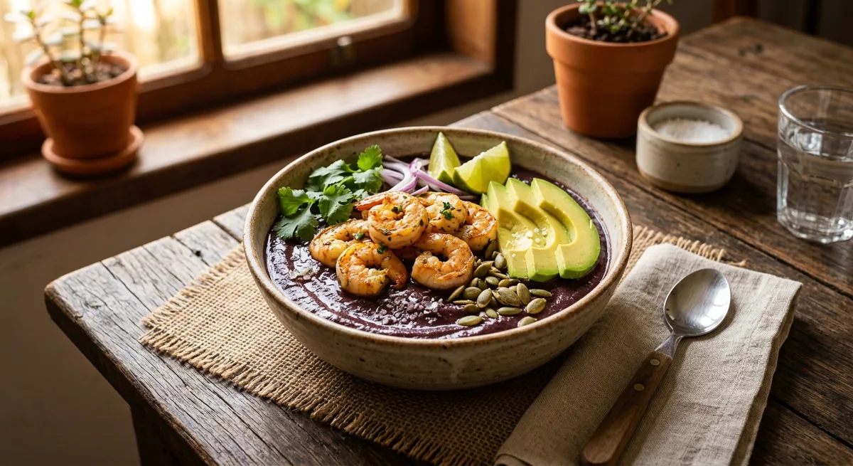 Bowl de Açaí Salgado com Camarão e Abacate