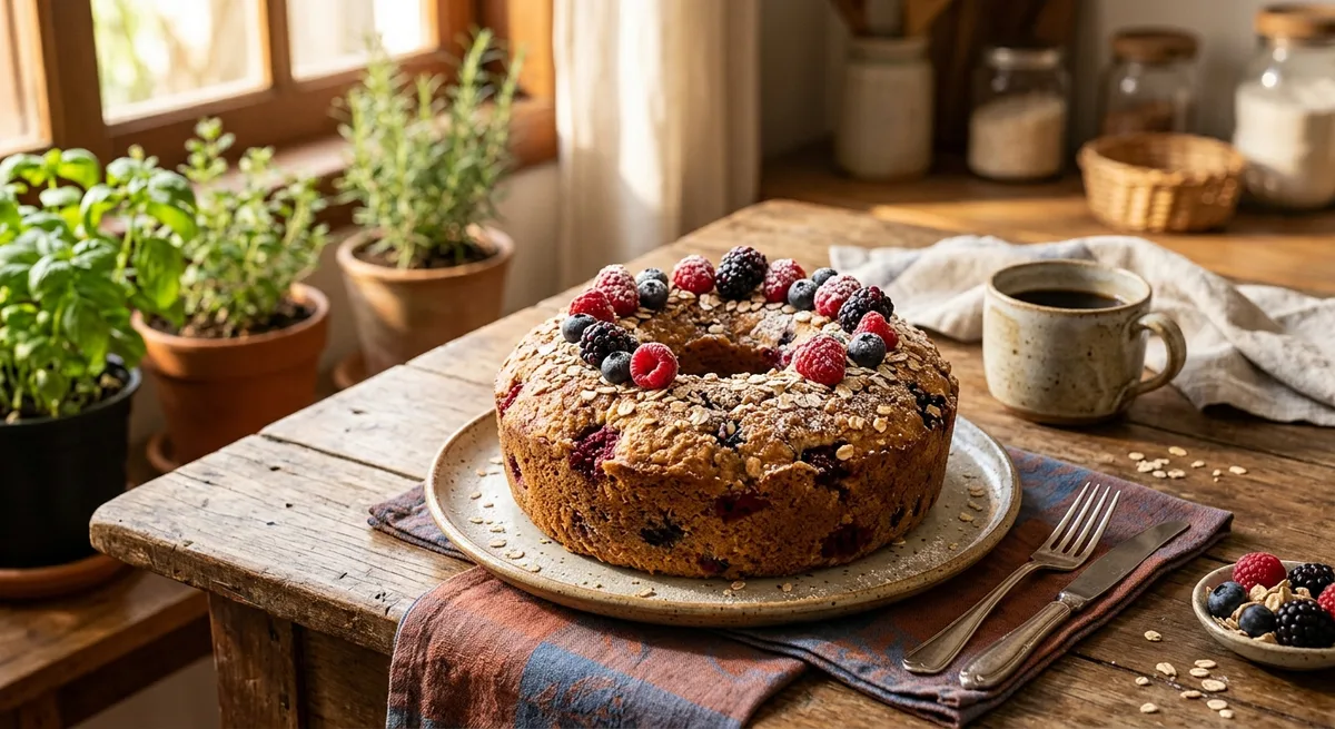 Bolo de Frutas Vermelhas e Aveia