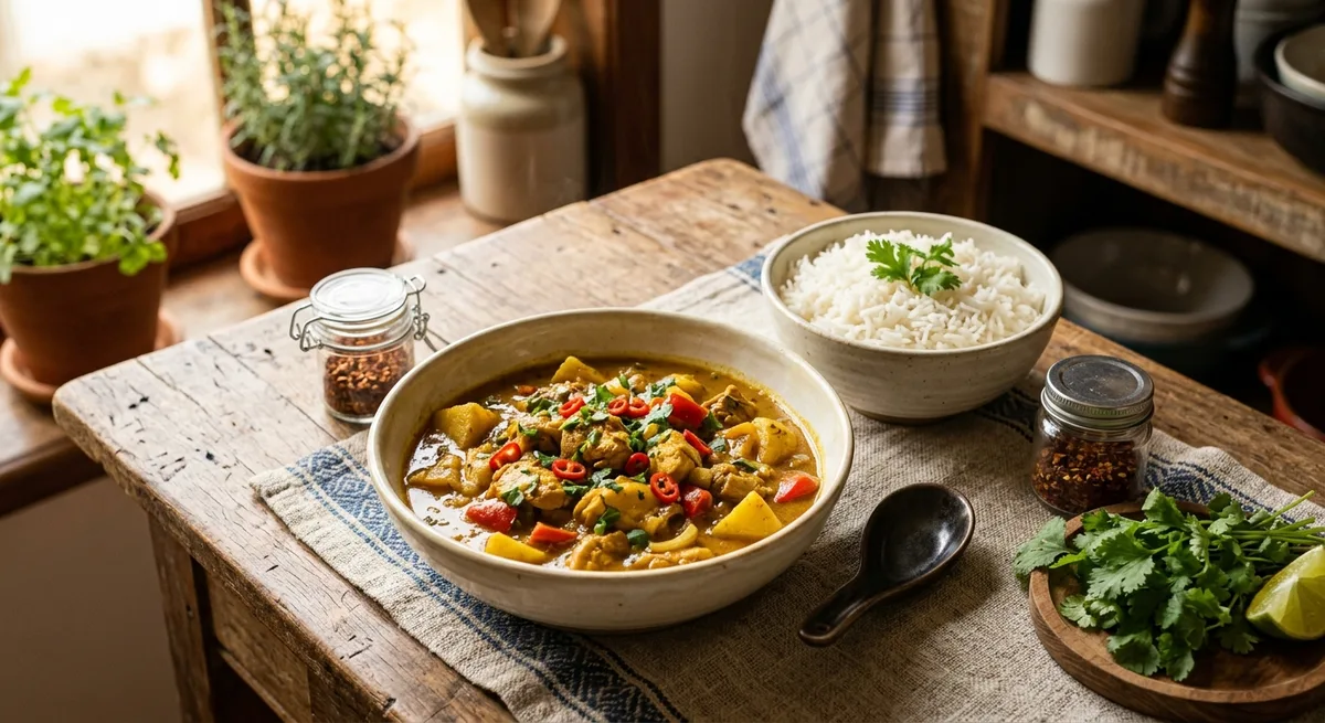 Frango ao Curry com Leite de Coco e Arroz Basmati
