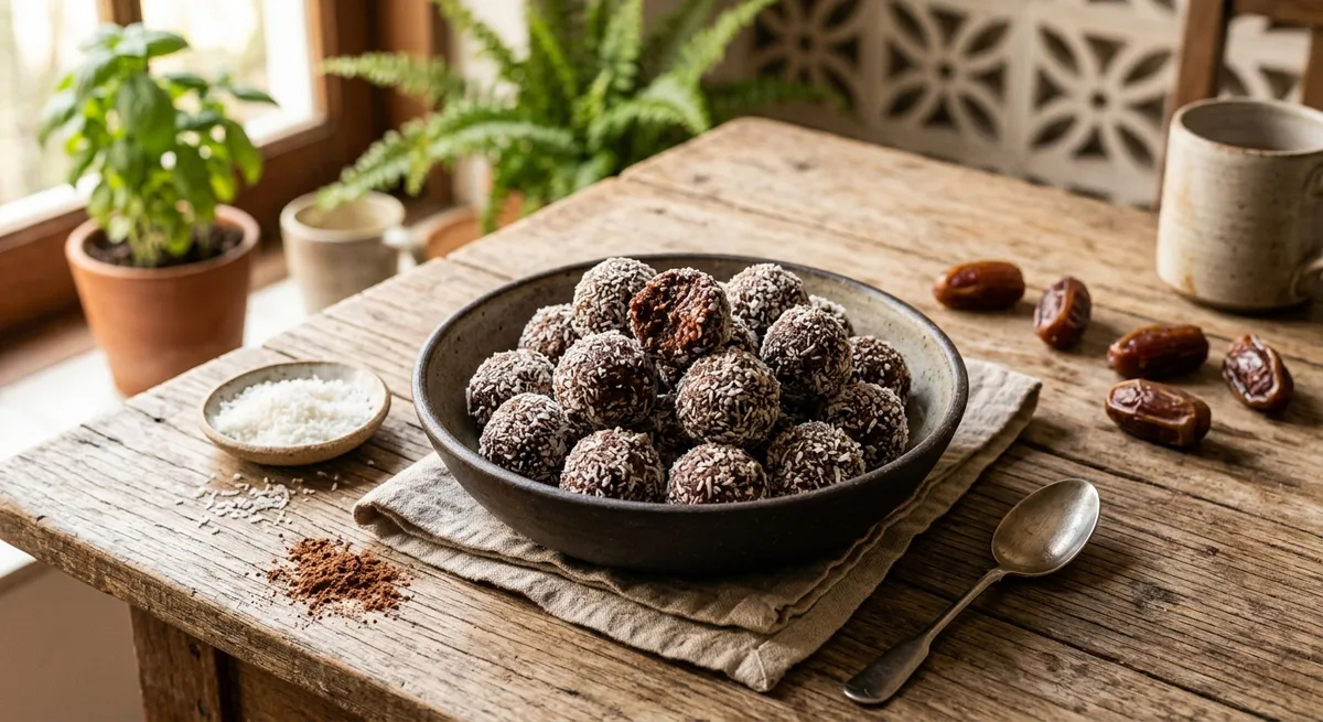 Energy Balls de Tâmara, Cacau e Coco