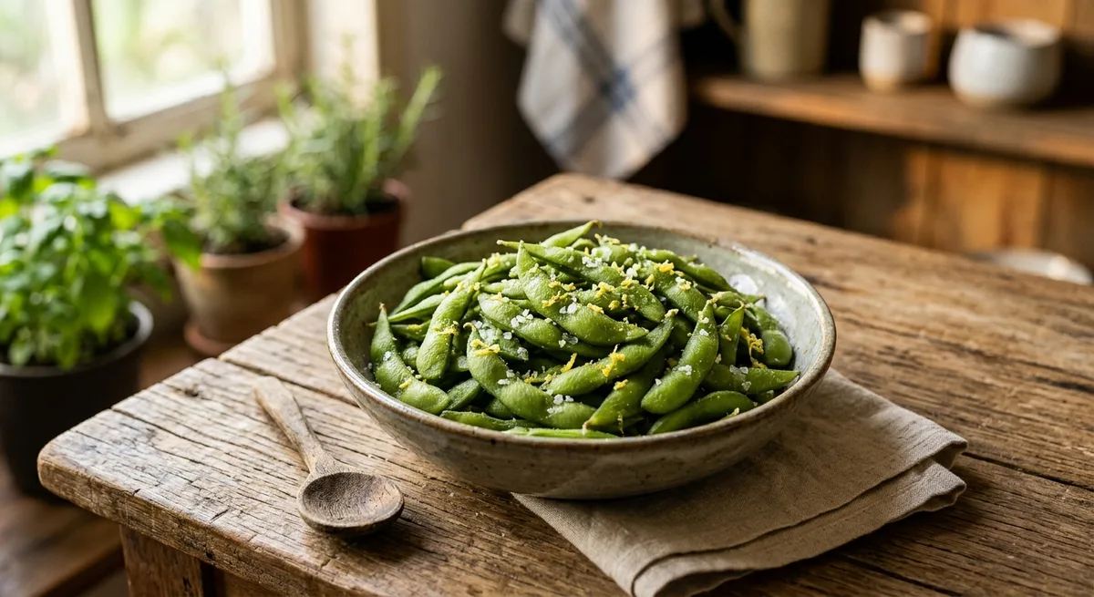 Edamame Temperado com Sal Grosso e Limão