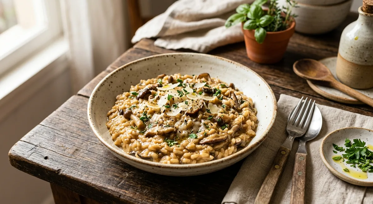 Risoto Cremoso de Cogumelos com Arroz Integral