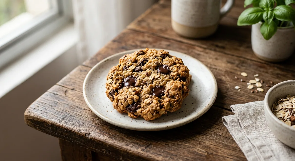 Cookie Crocante de Aveia com Gotas de Chocolate 70%