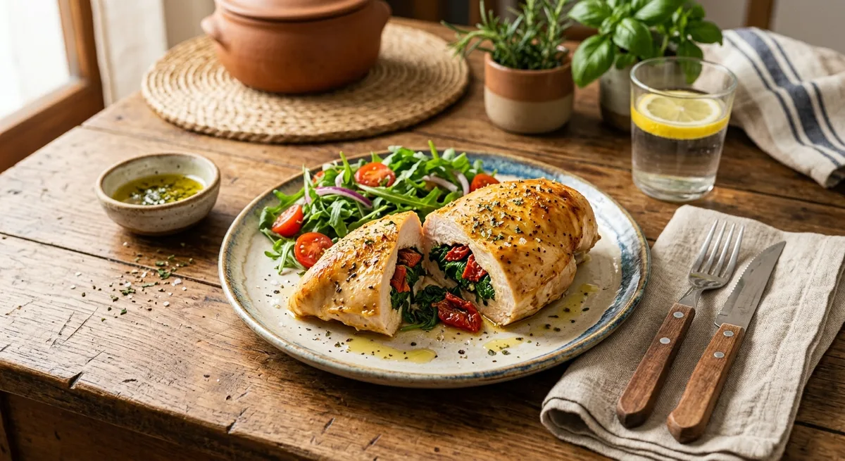 Peito de Frango Recheado com Espinafre e Tomate Seco