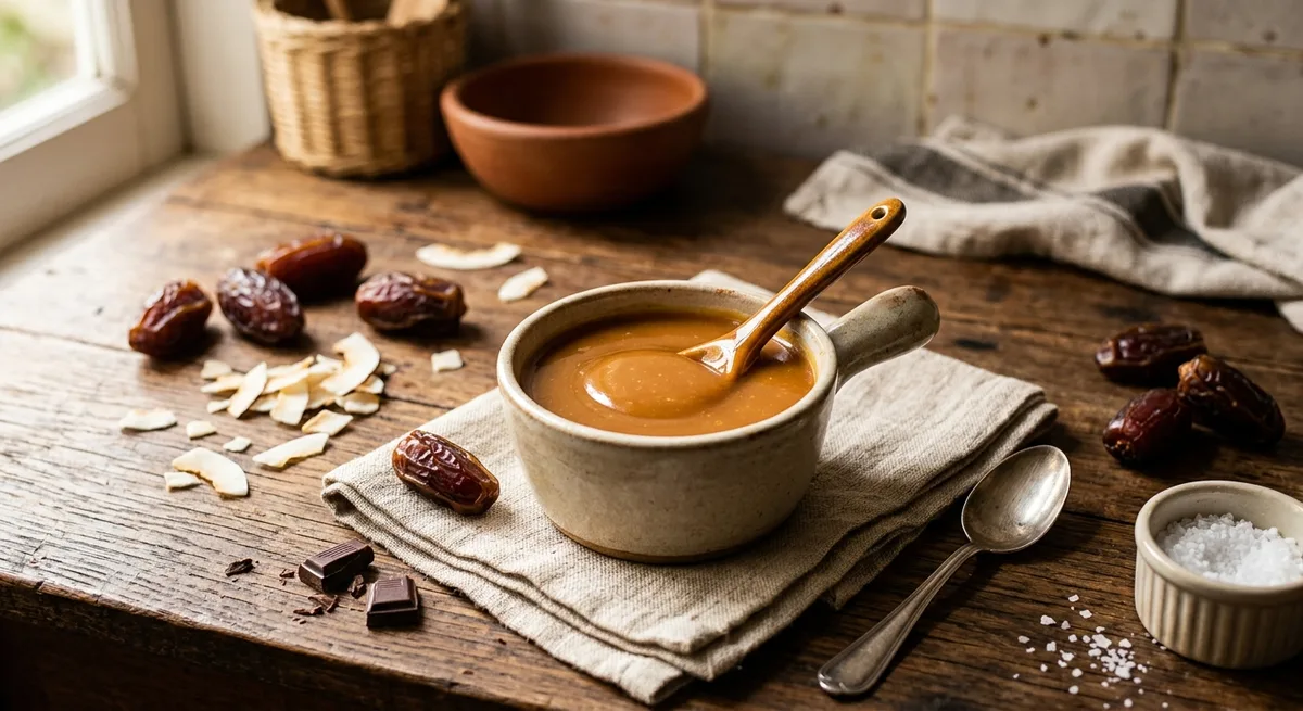 Calda de Caramelo de Tâmaras e Creme de Coco
