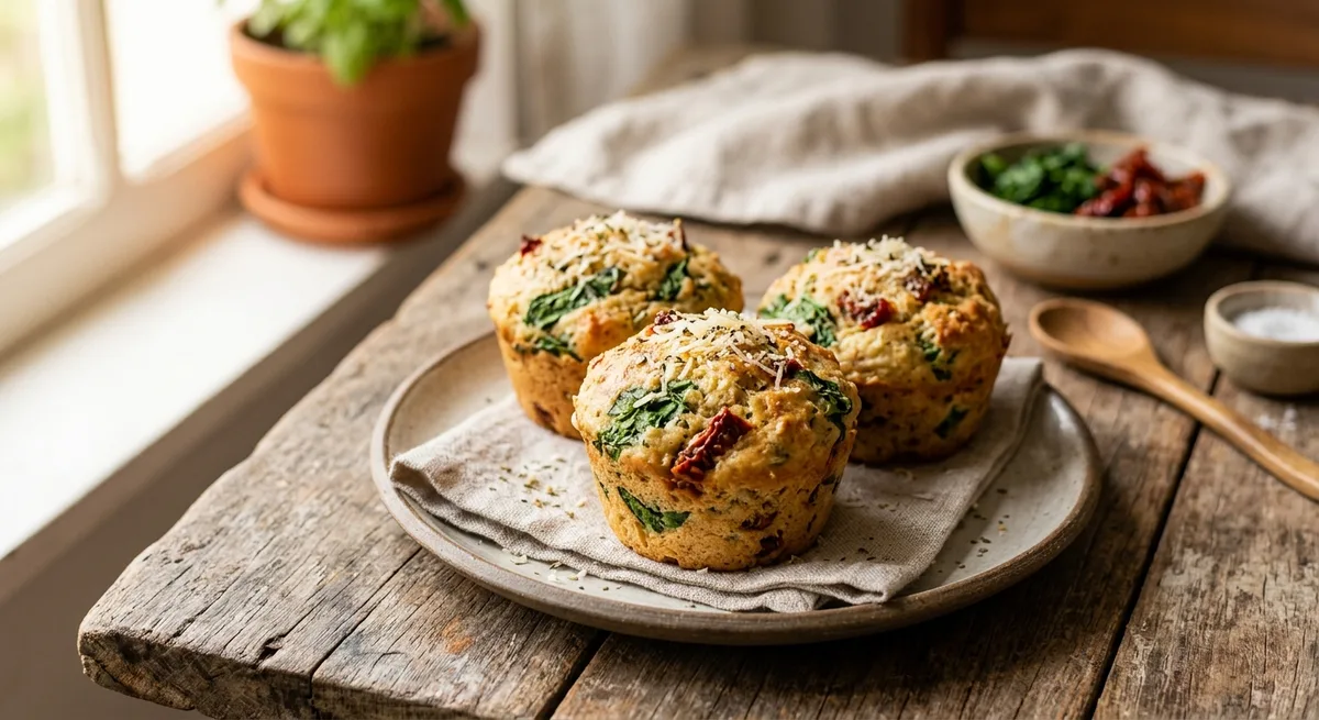 Muffin Salgado de Espinafre e Tomate Seco
