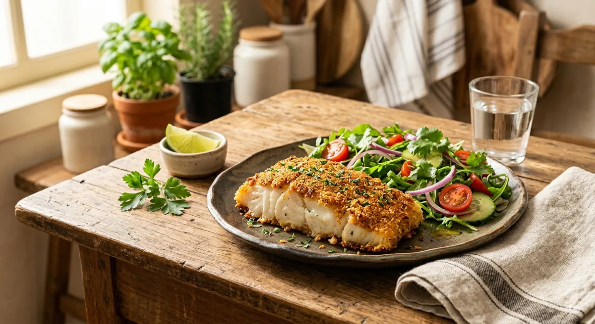 Filé de Peixe Empanado com Farinha de Amêndoas