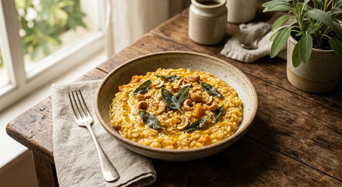 Risoto de Abóbora com Creme de Castanha e Sálvia