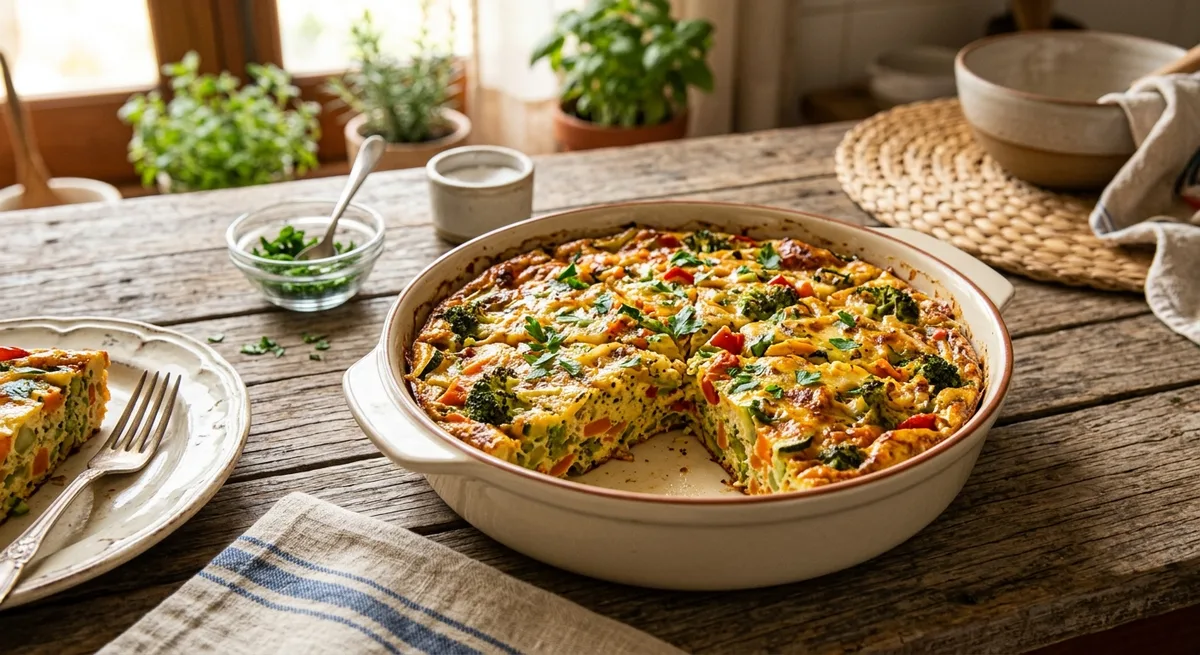 Torta de Legumes sem Massa com Ovo Caipira
