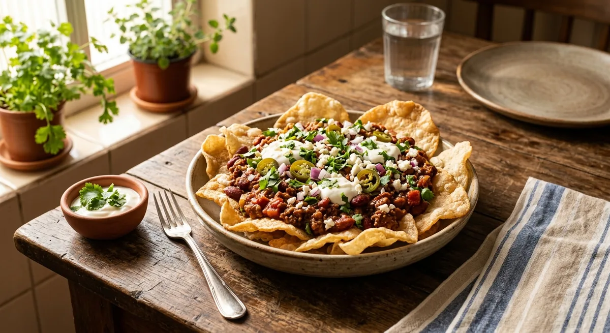 Nachos de Polvilho com Chili de Feijão
